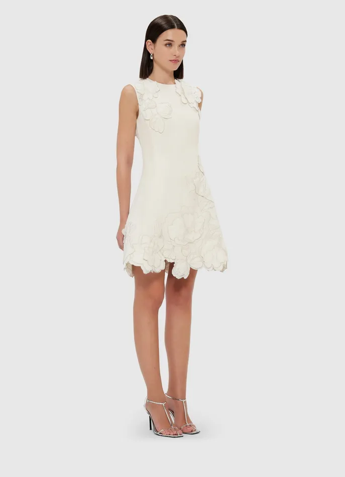 Chloe Appliqu Sleeveless Mini Dress 8211 Vanilla Dresses and Jumpsuits LEO LIN Women