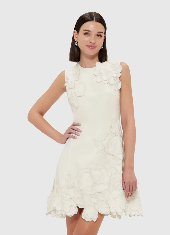 Chloe Appliqu Sleeveless Mini Dress 8211 Vanilla Dresses and Jumpsuits LEO LIN Women