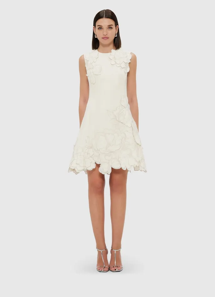 Chloe Appliqu Sleeveless Mini Dress 8211 Vanilla Dresses and Jumpsuits LEO LIN Women