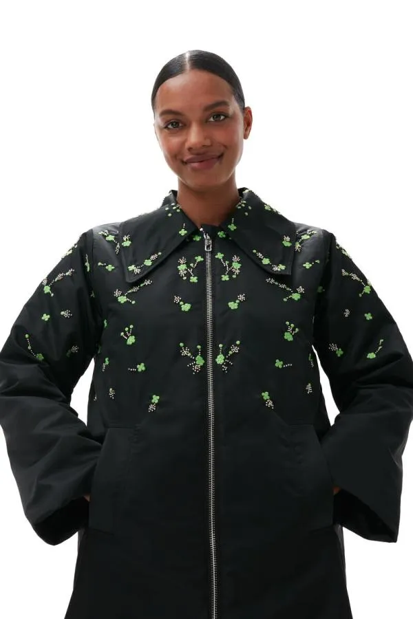 Clothing GANNI CoOrds Nylon Coat Black Clothing GANNI CoOrds Nylon Coat Black