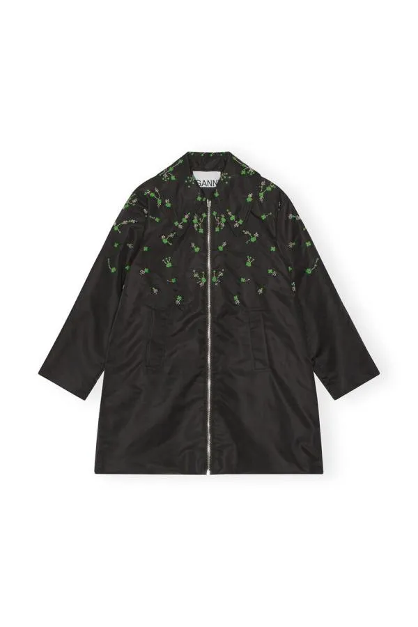 Clothing GANNI CoOrds Nylon Coat Black Clothing GANNI CoOrds Nylon Coat Black