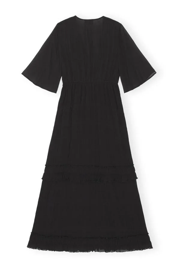 Clothing GANNI Dresses Black Pleated Georgette Maxi Dress Black Clothing GANNI Dresses Black Pleated Georgette Maxi Dress Black