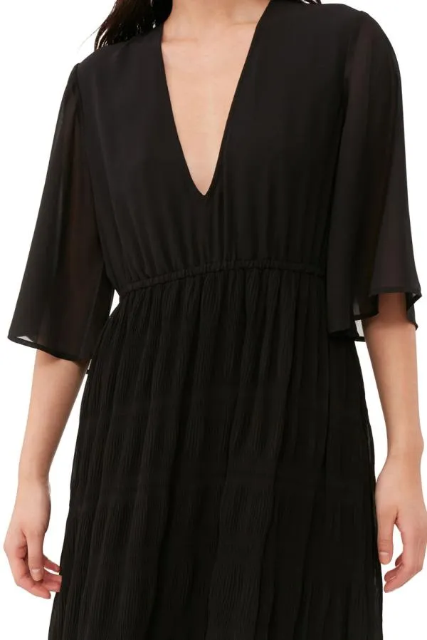 Clothing GANNI Dresses Black Pleated Georgette Maxi Dress Black Clothing GANNI Dresses Black Pleated Georgette Maxi Dress Black