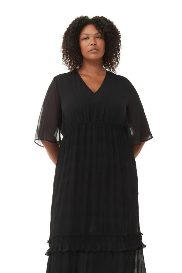 Clothing GANNI Dresses Black Pleated Georgette Maxi Dress Black Clothing GANNI Dresses Black Pleated Georgette Maxi Dress Black