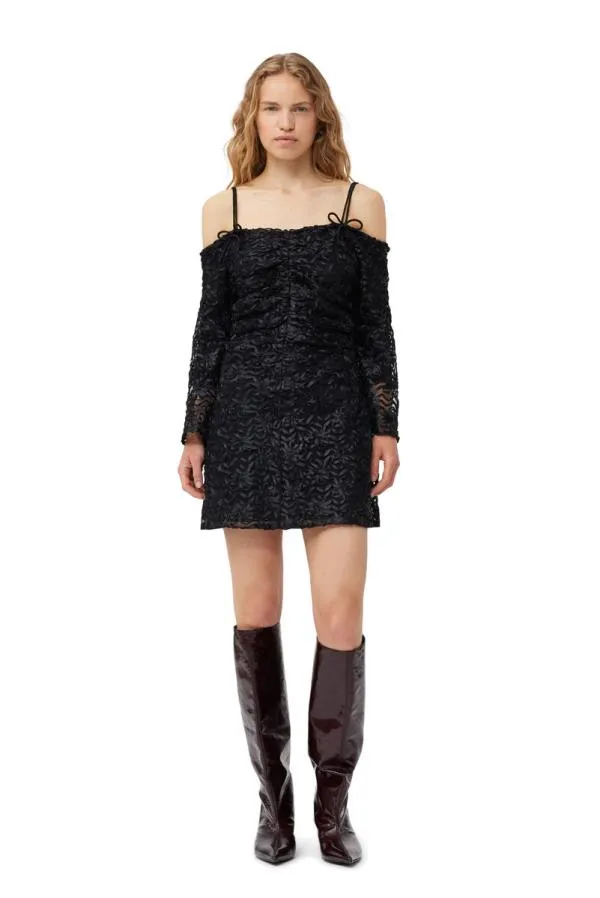 Clothing GANNI Dresses Black Ribbon Tulle Mini Dress Black