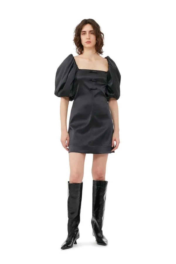 Clothing GANNI Dresses Black Satin Mini Dress Black