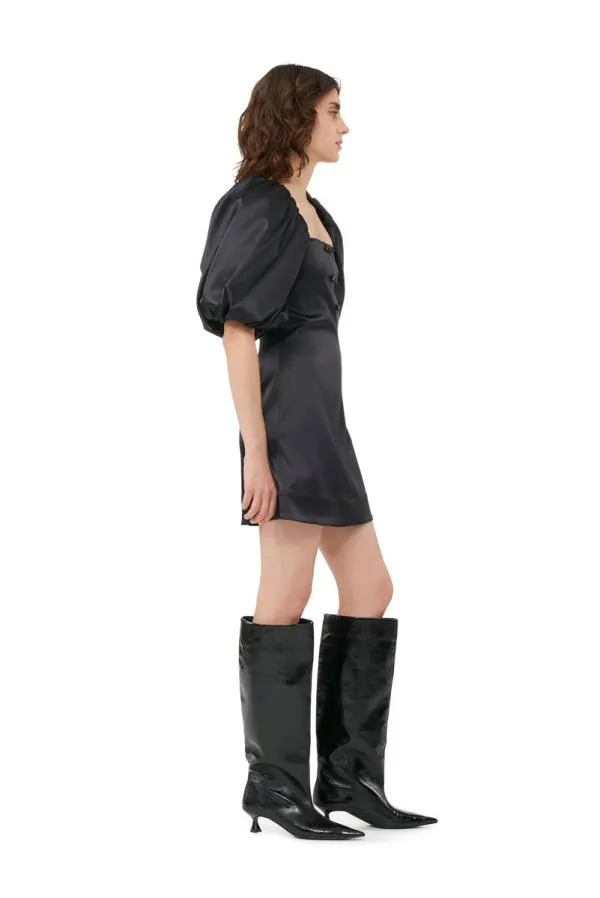 Clothing GANNI Dresses Black Satin Mini Dress Black