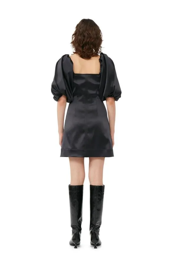 Clothing GANNI Dresses Black Satin Mini Dress Black