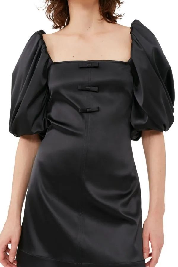 Clothing GANNI Dresses Black Satin Mini Dress Black