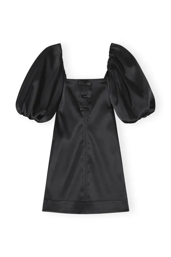 Clothing GANNI Dresses Black Satin Mini Dress Black