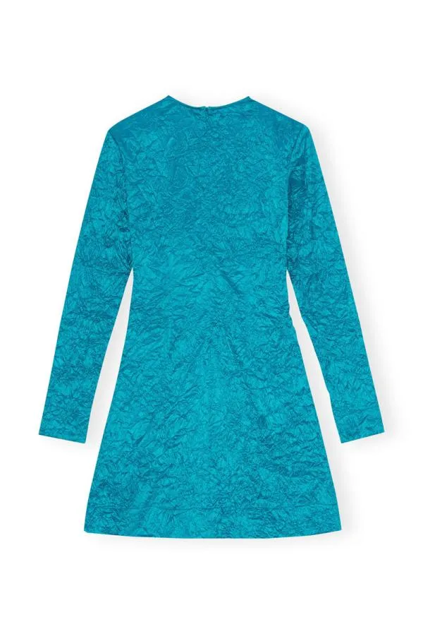 Clothing GANNI Dresses Blue Crinkled Satin Gathered Knot Mini Dress Algiers Blue Clothing GANNI Dresses Blue Crinkled Satin Gathered Knot Mini Dress Algiers Blue