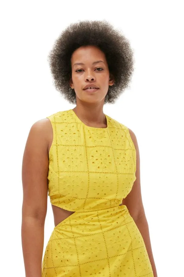 Clothing GANNI Dresses Broderie Anglaise Two Piece Dress Maize Clothing GANNI Dresses Broderie Anglaise Two Piece Dress Maize