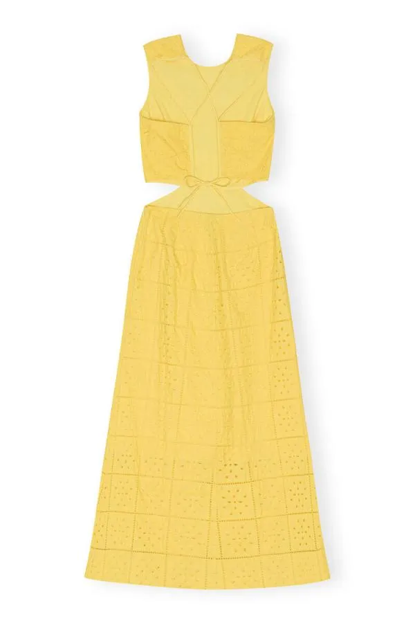 Clothing GANNI Dresses Broderie Anglaise Two Piece Dress Maize Clothing GANNI Dresses Broderie Anglaise Two Piece Dress Maize