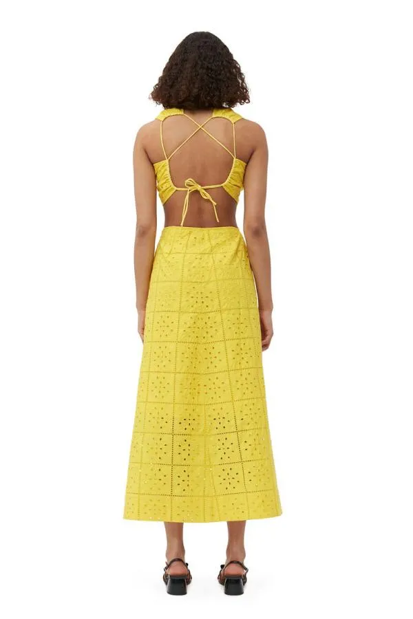 Clothing GANNI Dresses Broderie Anglaise Two Piece Dress Maize Clothing GANNI Dresses Broderie Anglaise Two Piece Dress Maize