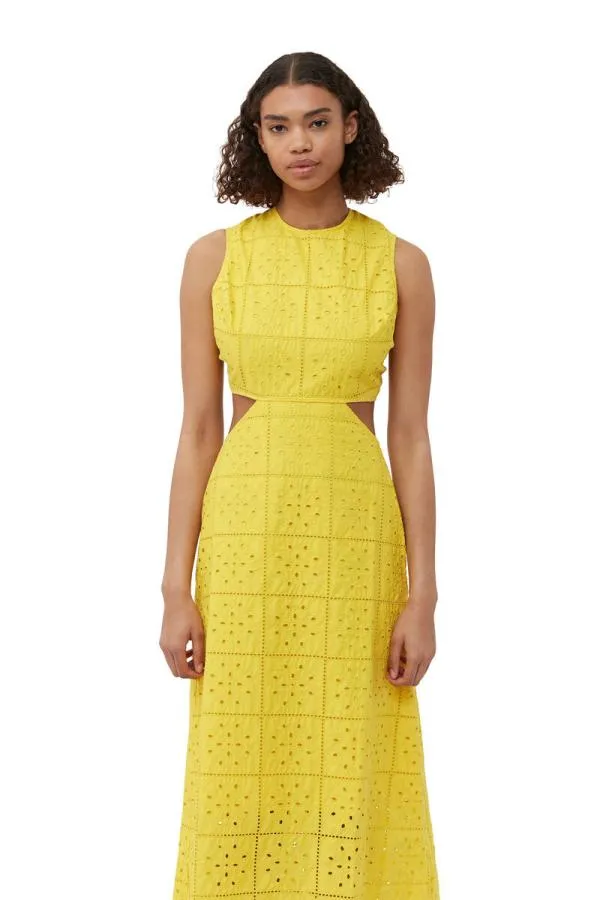 Clothing GANNI Dresses Broderie Anglaise Two Piece Dress Maize Clothing GANNI Dresses Broderie Anglaise Two Piece Dress Maize
