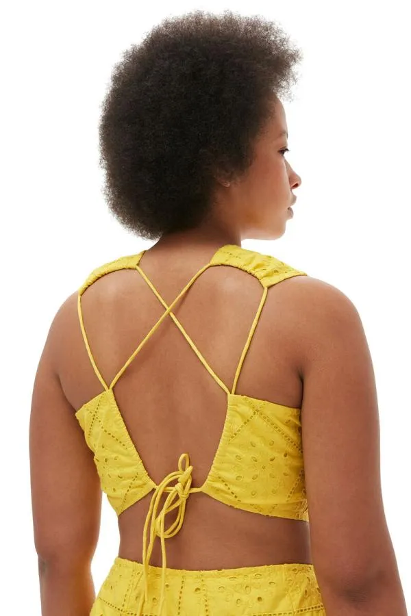 Clothing GANNI Dresses Broderie Anglaise Two Piece Dress Maize Clothing GANNI Dresses Broderie Anglaise Two Piece Dress Maize