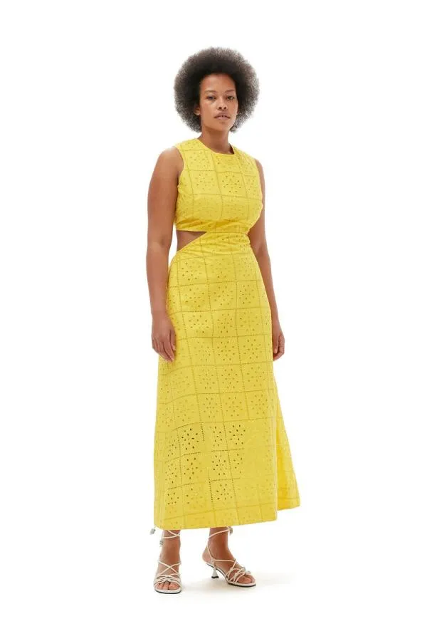 Clothing GANNI Dresses Broderie Anglaise Two Piece Dress Maize Clothing GANNI Dresses Broderie Anglaise Two Piece Dress Maize