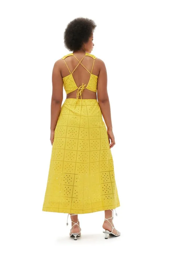 Clothing GANNI Dresses Broderie Anglaise Two Piece Dress Maize Clothing GANNI Dresses Broderie Anglaise Two Piece Dress Maize