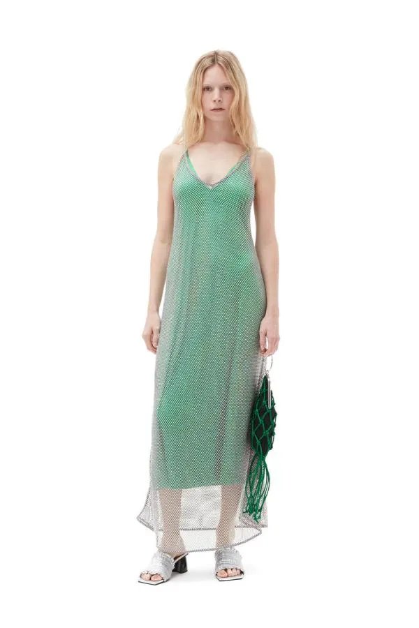 Clothing GANNI Dresses Embellished Mesh Dress Silver