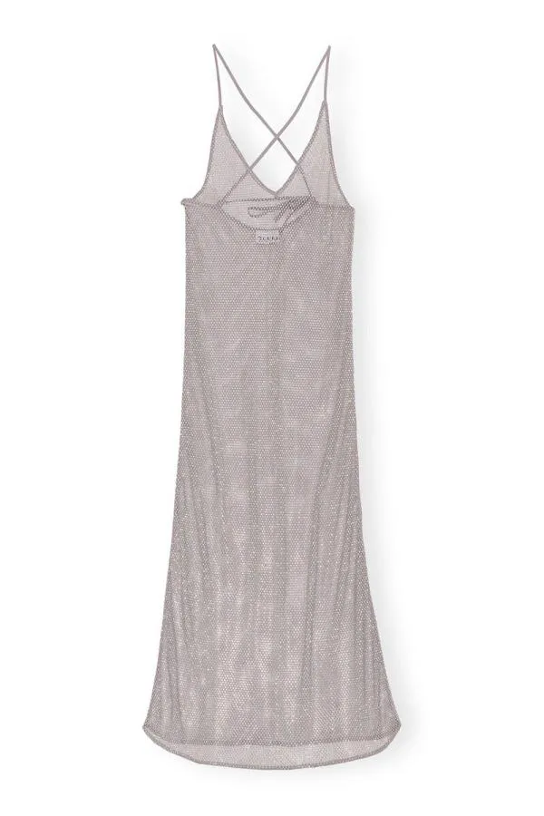 Clothing GANNI Dresses Embellished Mesh Dress Silver Clothing GANNI Dresses Embellished Mesh Dress Silver