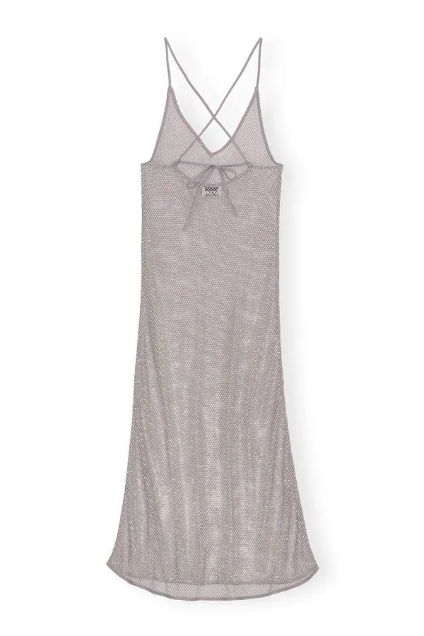 Clothing GANNI Dresses Embellished Mesh Dress Silver Clothing GANNI Dresses Embellished Mesh Dress Silver