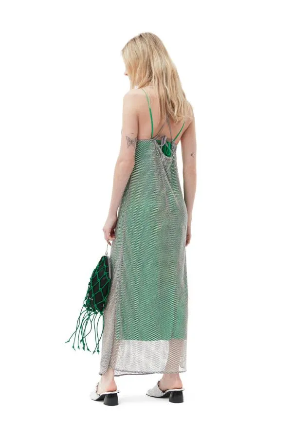 Clothing GANNI Dresses Embellished Mesh Dress Silver Clothing GANNI Dresses Embellished Mesh Dress Silver