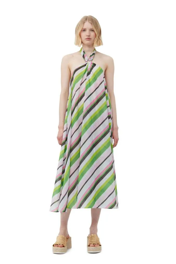 Clothing GANNI Dresses Light Chiffon Halterneck Dress Multicolour