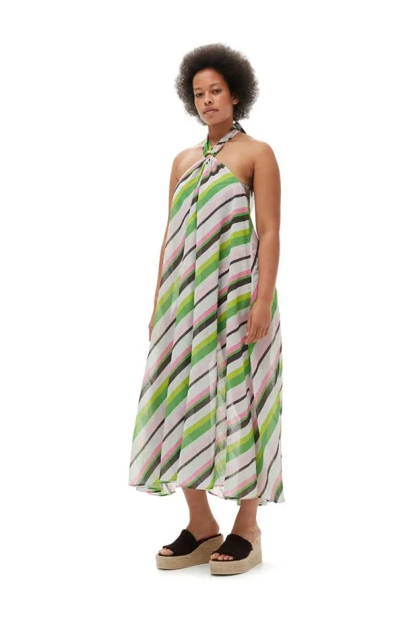 Clothing GANNI Dresses Light Chiffon Halterneck Dress Multicolour