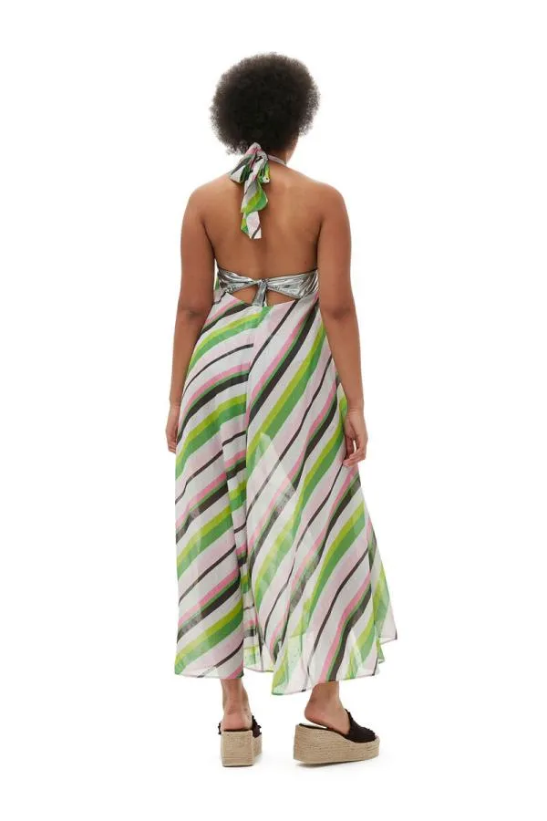 Clothing GANNI Dresses Light Chiffon Halterneck Dress Multicolour