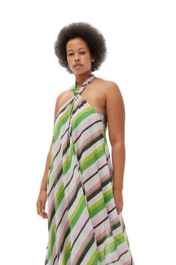 Clothing GANNI Dresses Light Chiffon Halterneck Dress Multicolour