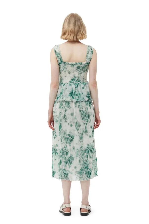 Clothing GANNI Dresses Pleated Georgette Smock Midi Dress Egret