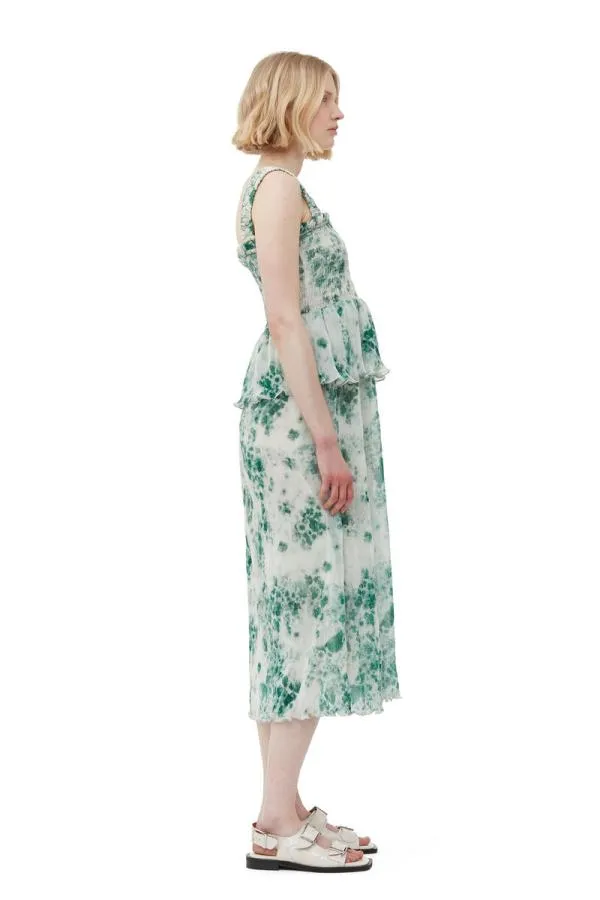 Clothing GANNI Dresses Pleated Georgette Smock Midi Dress Egret
