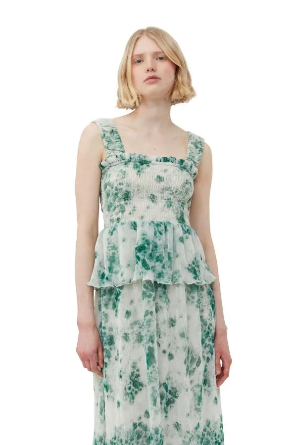 Clothing GANNI Dresses Pleated Georgette Smock Midi Dress Egret
