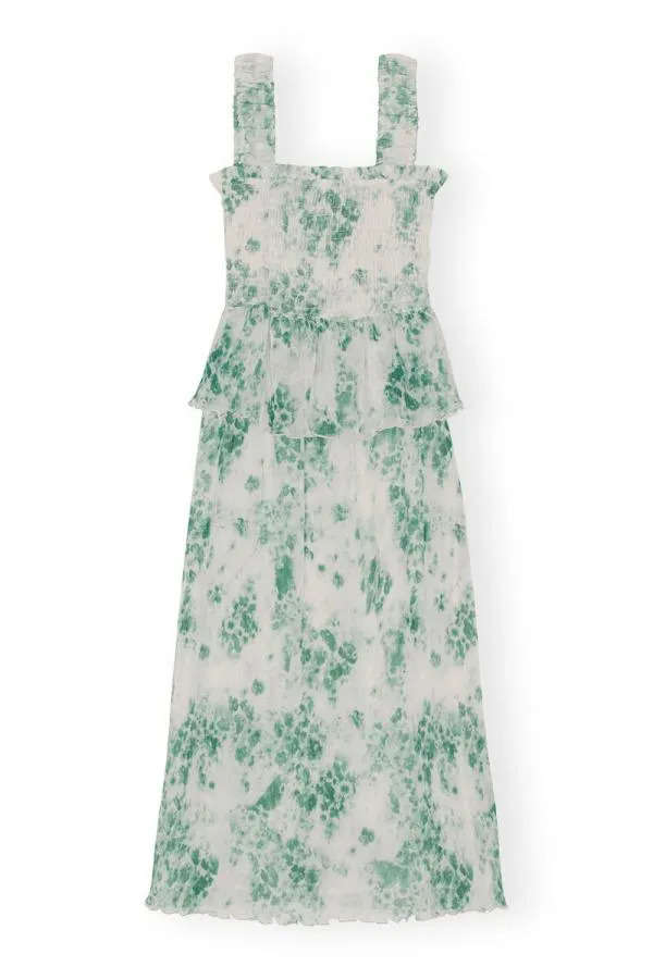 Clothing GANNI Dresses Pleated Georgette Smock Midi Dress Egret