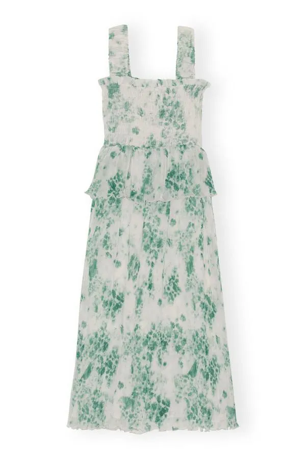 Clothing GANNI Dresses Pleated Georgette Smock Midi Dress Egret
