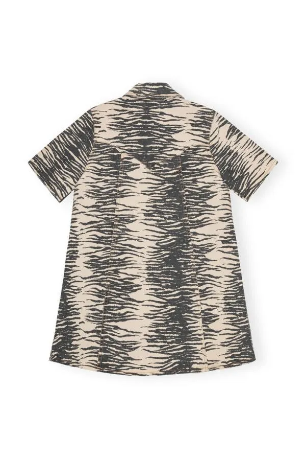 Clothing GANNI Dresses Print Denim Mini Dress Oyster Gray Clothing GANNI Dresses Print Denim Mini Dress Oyster Gray