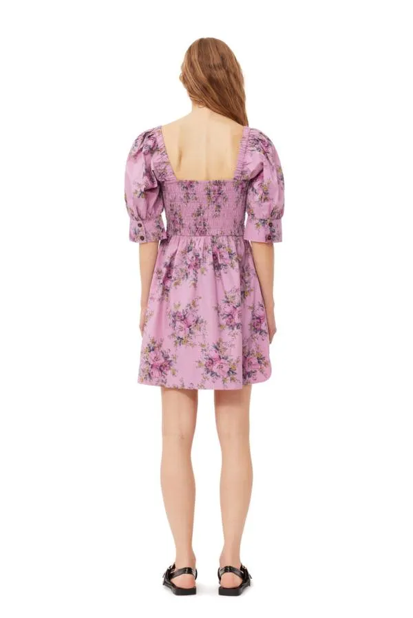 Clothing GANNI Dresses Printed Cotton Mini Smock Dress Orchid Smoke Clothing GANNI Dresses Printed Cotton Mini Smock Dress Orchid Smoke