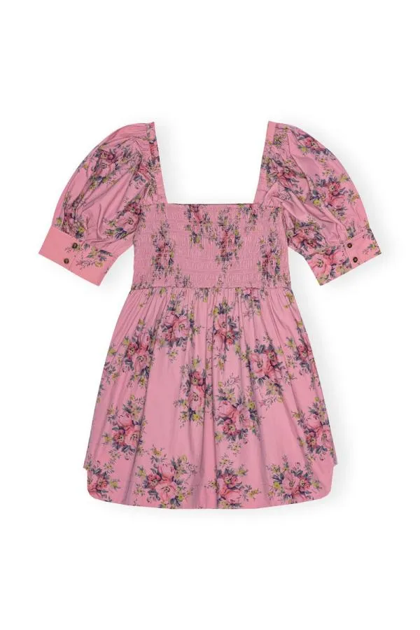 Clothing GANNI Dresses Printed Cotton Mini Smock Dress Orchid Smoke Clothing GANNI Dresses Printed Cotton Mini Smock Dress Orchid Smoke