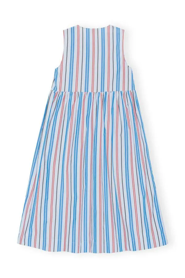 Clothing GANNI Dresses Stripe Cotton Poplin Midi Dress Brilliant Blue Clothing GANNI Dresses Stripe Cotton Poplin Midi Dress Brilliant Blue