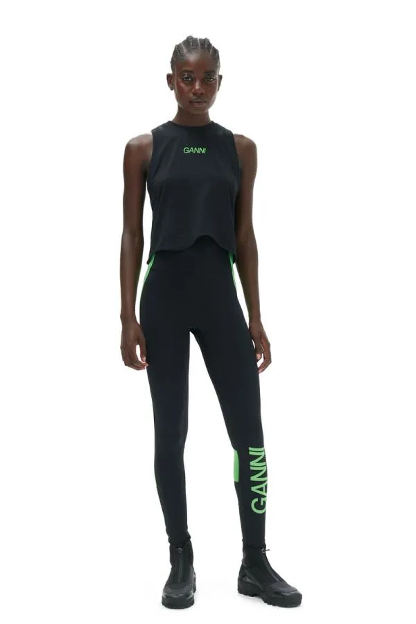Clothing GANNI Extended Sizes Active Mesh Top Black