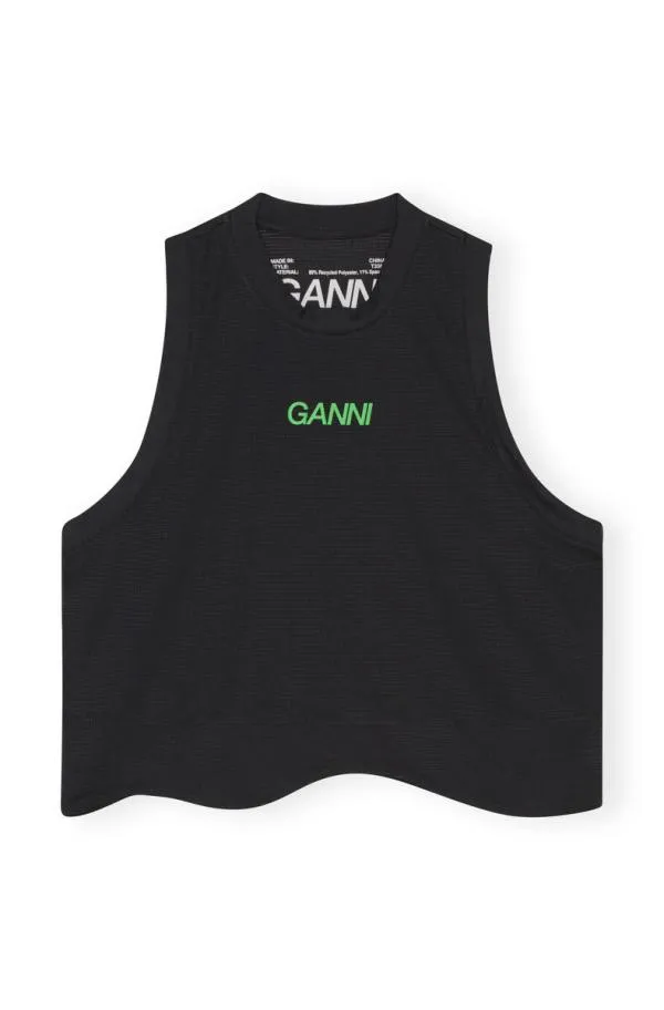 Clothing GANNI Extended Sizes Active Mesh Top Black