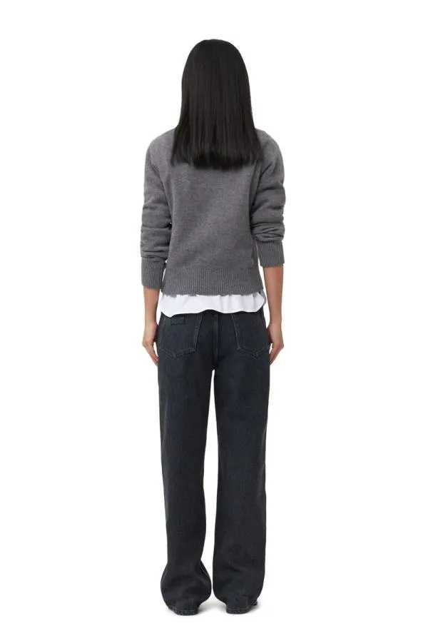 Clothing GANNI Extended Sizes Graphic Strawberry Oneck Pullover Frost Gray Clothing GANNI Extended Sizes Graphic Strawberry Oneck Pullover Frost Gray