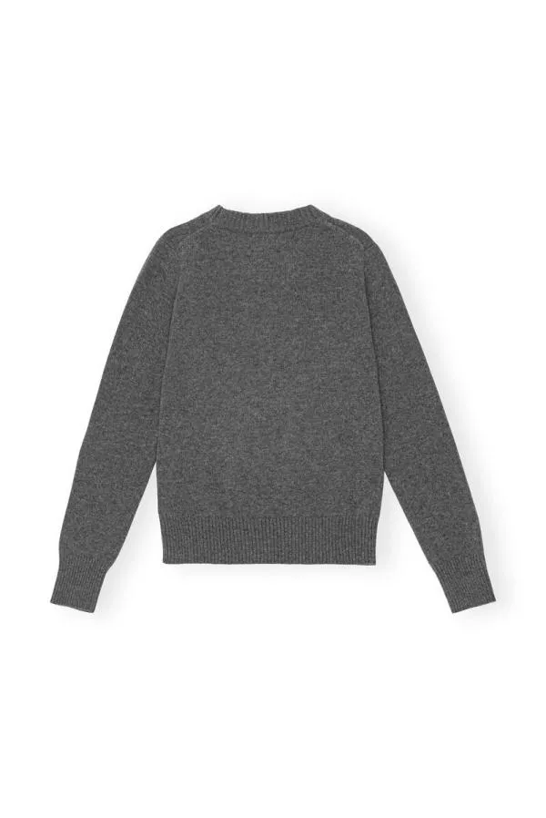 Clothing GANNI Extended Sizes Graphic Strawberry Oneck Pullover Frost Gray Clothing GANNI Extended Sizes Graphic Strawberry Oneck Pullover Frost Gray