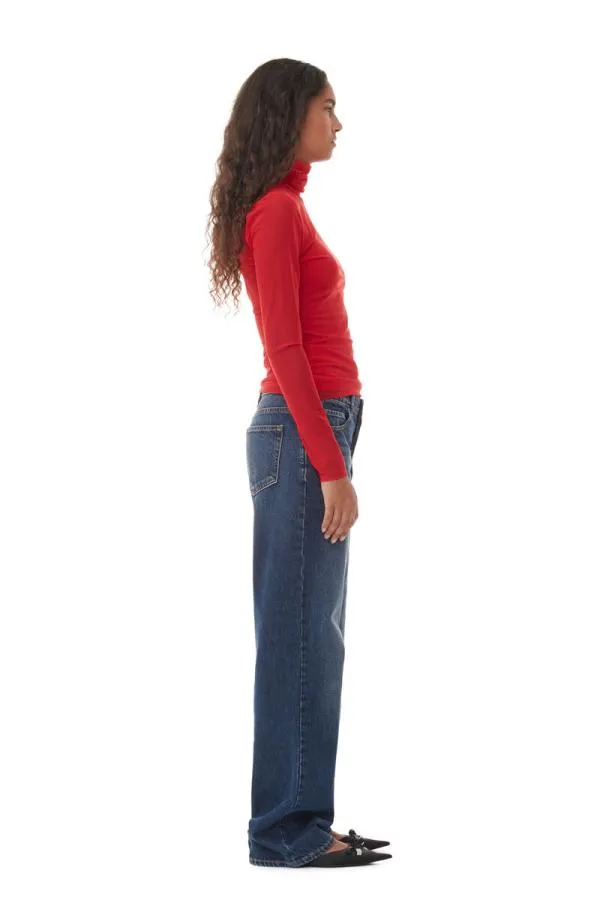 Clothing GANNI Extended Sizes Red Mesh Long Sleeve Roll Neck Racing Red Clothing GANNI Extended Sizes Red Mesh Long Sleeve Roll Neck Racing Red