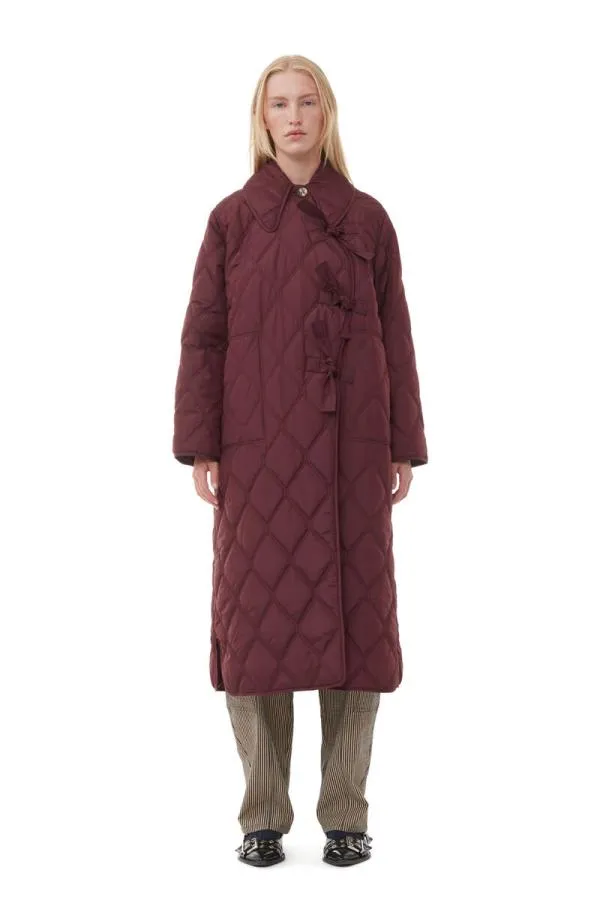 Clothing GANNI Extended Sizes Red Ripstop Quilt Asymmetric Coat Port Royale