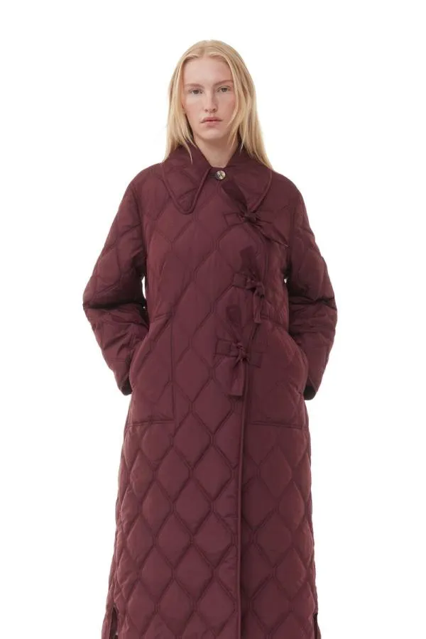 Clothing GANNI Extended Sizes Red Ripstop Quilt Asymmetric Coat Port Royale