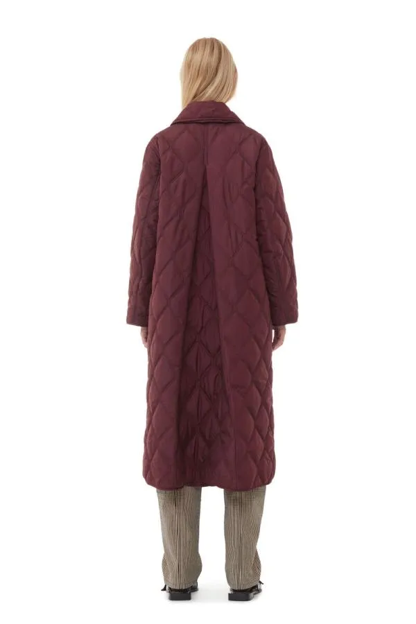 Clothing GANNI Extended Sizes Red Ripstop Quilt Asymmetric Coat Port Royale