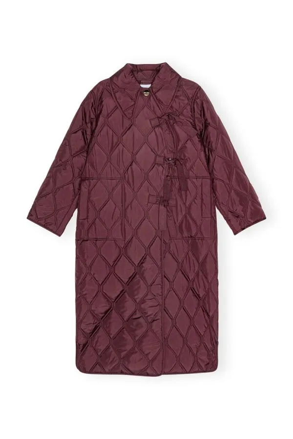 Clothing GANNI Extended Sizes Red Ripstop Quilt Asymmetric Coat Port Royale
