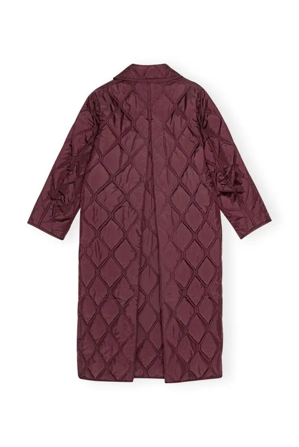 Clothing GANNI Extended Sizes Red Ripstop Quilt Asymmetric Coat Port Royale
