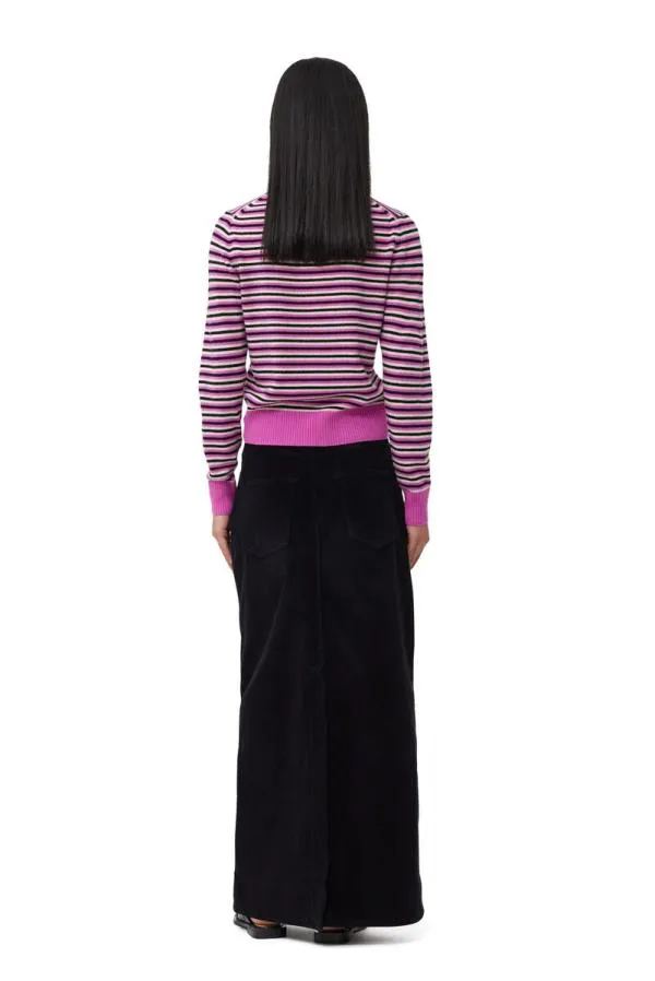 Clothing GANNI Knitwear Striped Cashmere Polo Sweater Multicolour Clothing GANNI Knitwear Striped Cashmere Polo Sweater Multicolour
